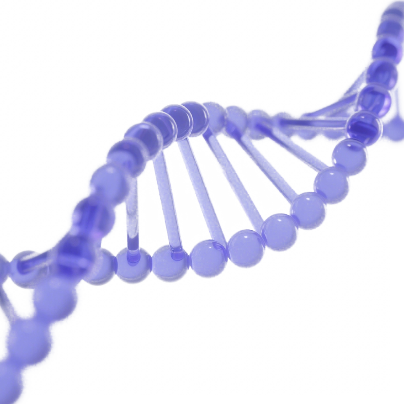 Close-up of a blue DNA double helix model on a white background, Haloxyl with Peptides